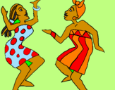 Coloring page Dancing women painted byEllie