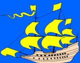Coloring page 17th century sailing boat painted by1000000000000000000000000