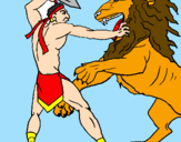 Coloring page Gladiator versus a lion painted byrrt5yt23y3
