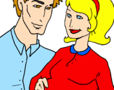 Coloring page Father and mother painted byEllie 
