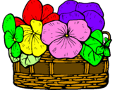 Coloring page Basket of flowers 12 painted bykoshuk