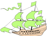Coloring page 17th century sailing boat painted by679895YRE87T5OE8T5URE5Y7R