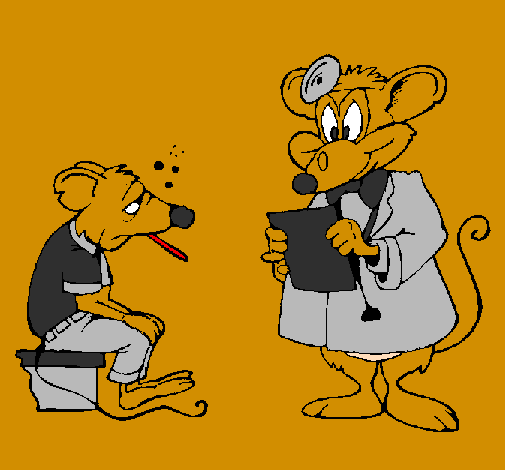 Coloring page Doctor and mouse patient painted byjardel