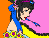 Coloring page Chinese princess painted byH