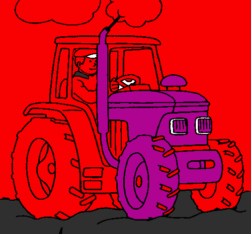 Coloring page Tractor working painted byDavi G R