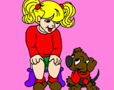 Coloring page Little girl with her puppy painted bygiovanni correa torres