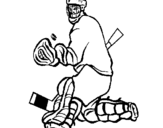 Coloring page Goaltender stopping puck painted byM