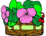 Coloring page Basket of flowers 12 painted byanonymous