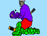 Coloring page Goaltender stopping puck painted bycalissa.