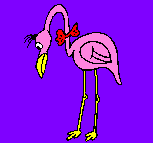 Coloring page Flamingo with bow tie painted bykristen