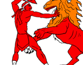 Coloring page Gladiator versus a lion painted by;;;;;;0oub