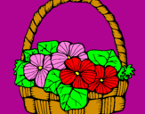 Coloring page Basket of flowers 6 painted bycatita