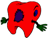 Coloring page Tooth with tooth decay painted bywiniie
