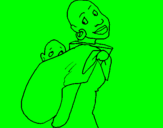 Coloring page African woman with baby sling painted byCAMILA
