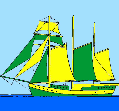 Sailing boat with three masts