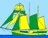 Coloring page Sailing boat with three masts painted by5-1-8-7-1-2-5-9-5-0