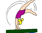 Coloring page Exercising on pommel horse painted byDavi G R