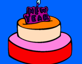 Coloring page New year cake painted byandrea