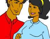 Coloring page Father and mother painted bykiesha