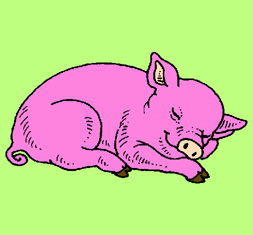 Coloring page Sleeping pig painted bycharlotte collins