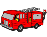 Coloring page Firefighters in the fire engine painted bynatalie