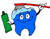 Coloring page Tooth cleaning itself painted byosler