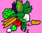 Coloring page vegetables painted byazzel
