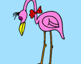 Coloring page Flamingo with bow tie painted bymlw