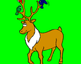 Coloring page Deer with birds painted byomar