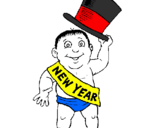 Coloring page Baby New Year painted bygrady