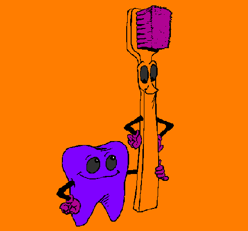 Coloring page Tooth and toothbrush painted byachol and abuk and madiin