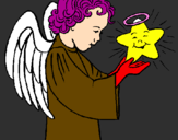 Coloring page Angel and star painted bymario