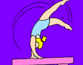Coloring page Exercising on pommel horse painted byKutie