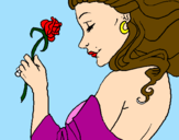 Coloring page Princess with a rose painted byromina mu%uFFFDoz jiron