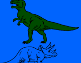 Coloring page Triceratops and Tyrannosaurus rex painted bySJLJKHMBCV