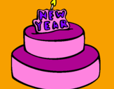 Coloring page New year cake painted byachol and abuk and madiin