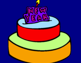 Coloring page New year cake painted bypoett