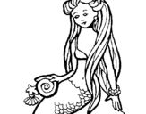 Coloring page Mermaid with snail painted byblob