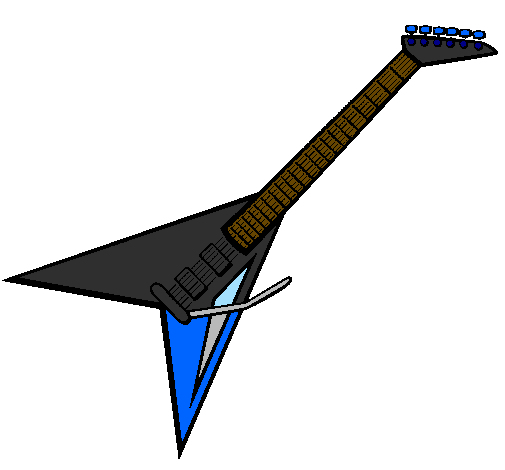 Coloring page Electric guitar II painted byrock star