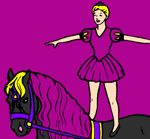 Coloring page Trapeze artist on a horse painted byChi Chi