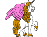 Coloring page Unicorn with wings painted bysara c