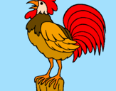 Coloring page Cock singing painted bychicken