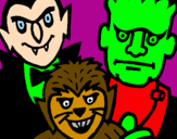 Coloring page Halloween characters painted bypFFFDouu h 