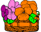 Coloring page Basket of flowers 12 painted bygina