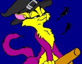 Coloring page Witch cat painted byChi Chi
