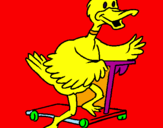Coloring page Duck on scooter painted byGAEL