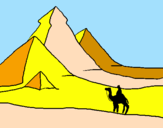 Coloring page Landscape with pyramids painted bylittle cat