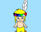 Coloring page Little Indian painted bytheo g
