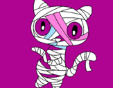 Coloring page Doodle the cat mummy painted byJIMENA