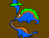 Coloring page Three types of dinosaurs painted byFELIX